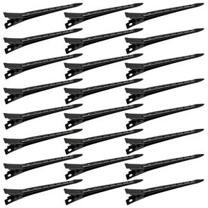 24 Packs Duck Bill Clips, Bantoye 2.75 Inches Rustproof Metal Alligator Curl Clips with Holes for Hair Styling, Hair Coloring, Black