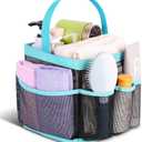 EUDELE Mesh Shower Caddy Portable for College Dorm Room Essentials with 8-Pocket Large Capacity,Shower Bag for Beach,Swimming,Gym,Travel essentials (Black-Light Blue)