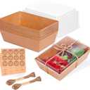 30 Pack Charcuterie Boxes with Clear Lids, 8x6 Inch To Go Paper Charcuterie Box, Food Disposable Containers, Charcuterie Board with Lid for Sandwiches, Strawberries, Cookie, Cake Slice, Cupcakes (Brown)