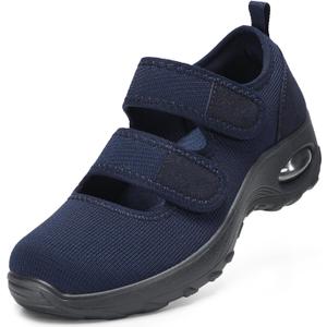 STQ Womens Walking Shoes Non Slip Orthopedic Shoes Adjustable Diabetic Shoes Comfort Mary Jane Shoe (Blue)