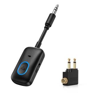 LOFICOPER Bluetooth 5.3 Transmitter Receiver, Airplane Headphone Adapter, Aux Bluetooth Adapter with Hands-Free Call, for Car, Travel Flight, Home Stereo, Wired Headphones, Speakers, TV