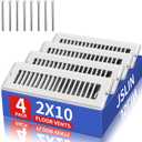 Floor Regsiter 2x10, White Vent Covers for Home Floor & Wall, Floor Vents with Screws for Quick-Fit, Heavy Duty Walkable Metal Face & Air Supply Lever for Easy Adjust Toe Kick Vent Grilles, 4 Pack