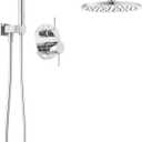 Delta Modern 14 Series Round Rain Shower System Faucet Set, Rainfall Chrome Shower Head and Handle Set, Valve Trim Kit, 10 Inch, Chrome 342702