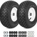 GICOOL 13x5.00-6 Rubber Lawn Mower Tire and Wheel, 2 Pcs Replacement 13x5-6nhs Riding Mowers Lawn Pneumatic Tire with Bearing Bore 3/4" & 5/8", 3" -4.5" Centered Hub