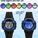 Juboos Kid's Digital Watch for Boys and Girls, Waterproof LCD Digital Sports Kids Watch with 7 Color LED Lights, Stopwatch, Alarm