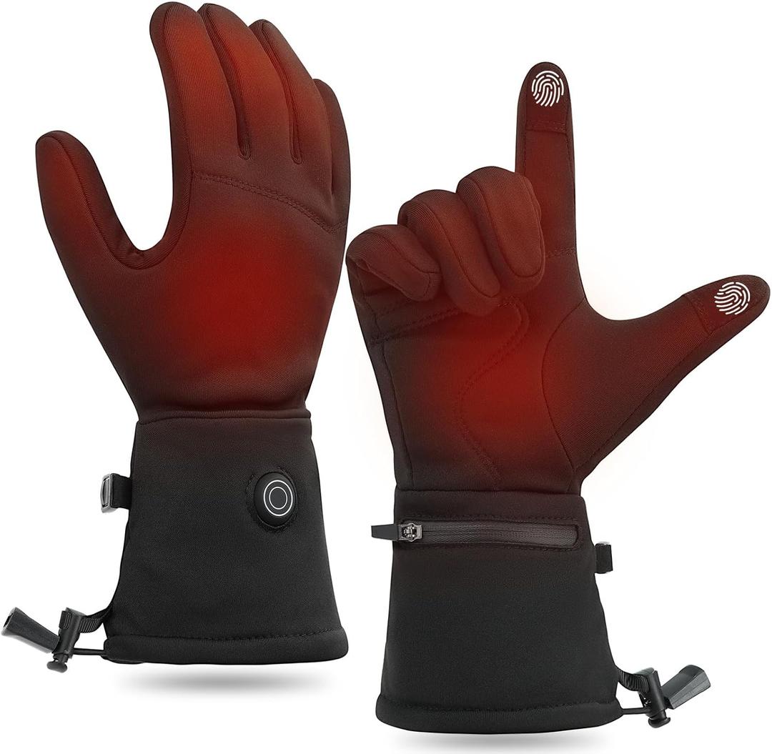 Heated Glove Liners for Men Women Rechargeable Heated Gloves with 3 Heat Settings, Thin Liners for Running Hiking Cycling Skiing Winter Activities, Size L