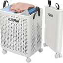 HLZQPFJW Collapsible Laundry Baskets Laundry Basket With Wheels Laundry Hamper With Wheels Dorm Laundry Hamper Laundry Basket Plastic 35 50 60 Liter, L Large Capacity White Large