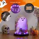 3 x Halloween Decorations Indoor, Ghost Decor Lighted Ghost in Plastic Dome Cloche, Halloween Decor Cute Spooky Ghost Decor for Tabletop Mantel Display