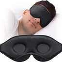 MABAO Sleep Mask for Side Sleeper, Eye Mask for Sleeping Women Men, 3D Contoured Cup No Eye Pressure 100% Light Blocking Sleeping Mask with Adjustable Strap Night Blindfold Flight, Travel, Nap, Black