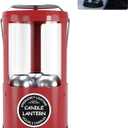 Candle Lantern, Decorative 3-Wick Emergency Candlestick Holder for Pillar Candles, Portable Red Warmer Lantern, Camping Gear for Campers Use, Hanging Handheld, NO Candles Included