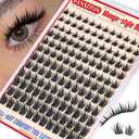 Fairy Lash Clusters with Spikes Eyelash Extensions Wispy Manga Lashes Individual Lashes Extension 8-14mm DIY Soft Eyelash Clusters 144Pcs Lash Clusters Kit DIY at Home by FANXITON, Manga Lash Clusters-A