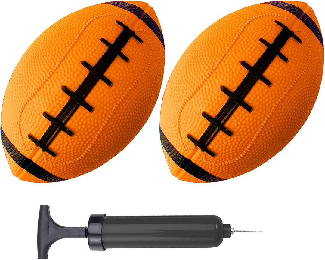 ABAJI Toy Football 2PCS 6 inch Small Mini Ball for Kid Toddler Soft Rubber Come with Random Color Pump Needle Boys Girls Gift Party Decor (Orange)