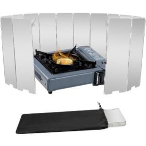 Stove Windscreen, 16 Plates Aluminum Stove Windshield with Drawstring Bag, for Camping, Butane Stoves