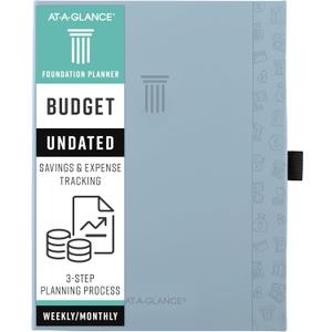 AT-A-GLANCE Budget Planner, Undated Bill Organizer, Weekly & Monthly Expense and Savings Tracker, 5-3/4" x 8-1/4", Foundation, Blue (FDB-200)