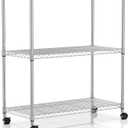 Simple Deluxe 3-Tier Heavy Duty Storage Shelves 750Lb Capacity, 24.02" D x 13.78" W x 29.92" H Adjustable Shelving Unit with Wheels, Chrome