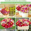 Artificial Flowers For Outdoors, 24 Bundles UV Resistant Fake Outdoor Flowers Faux Artificial Flower Plastic Plants for Outside Garden Porch Window Pot Spring Summer Home Decor (Multi Color-B, 24) (Rose Red+pink+purple+yellow+fern)