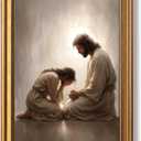 Gold Framed Jesus with Woman Wall Art Christian Canvas Prints 16x24 In