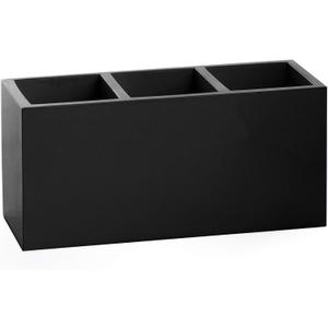 BINO Multi Purpose 3 Compartment Organizer - Makeup Container Organizers - Compartment Organizer for Makeup Brushes, Home and Office Supplies - Matte Black
