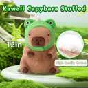 Cute Capybara Plush Soft Capybara Stuffed Animal with Frog Hat Kawaii Capybara Plush Toys Stuffed Capybara Doll Pillow Birthday Gifts Kids Girls Boys 12 inch
