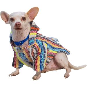 Mexican Dog Poncho Doggo Hoodie Baja Ponchos Blanket for Dogs Costume Pup Crew Pajamas Chihuahua Sweater Clothes from Small, Medium to Big Dog Made in Mexico with Recycled Fabric (3, Multicolor)