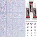 33000Pcs White AB Rhinestones for Bedazzling, Bedazzler Kit with Flatback Craft Rhinestones Bulk and B7000 Glue, 2,3,4,5,6mm Resin Flat Back Crystals for Craftings, Crafts, Clothes, Shoes, Nails