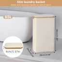 iEGrow 65L Slim Laundry Hamper, Narrow Laundry Basket with Lid,Foldable Clothes Hamper with Bamboo Handles,Hamper Basket with Removable Inner Bag for Laundry Room Bedroom College Dorm,17.17 Gals Beige