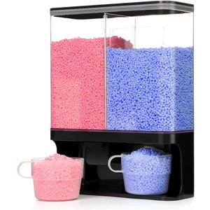 Laundry Scent Boosters Beads Dispenser, Conwomin Wall Mounted Laundry Detergent Dispenser with 2 Cups for Laundry Beads, Laundry Powder, Rice, Beans, Stain Remover Powder, Black(105 oz)