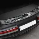 Rear Bumper Guard Cover Protector Compatible with Hyundai Santa Fe 2024 2025 2026 Inner Tailgate Sill Guard Cover Interior Car Accessories Stainless Steel 1PC(Black Brushed Finish)