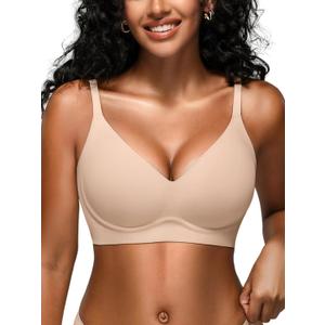 Wireless Jelly Bras for Women No Underwire - Seamless Padded T-Shirt Bralette with Support, Comfortable Everyday Bra (Medium)