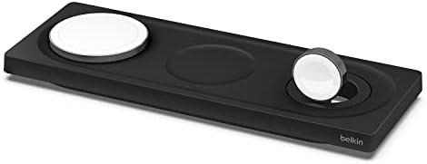 Belkin MagSafe 3-in-1 Wireless Charging Pad - Fast Charging for Apple Watch, iPhone 16, 15, 14 Series, AirPods, & More - MagSafe Charging Station for Multiple Devices - Black (Certified Refurbished)