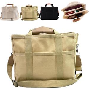 Everything Tote Bag, Everything Bag, Canvas Tote Bag with Compartments (Yellow)