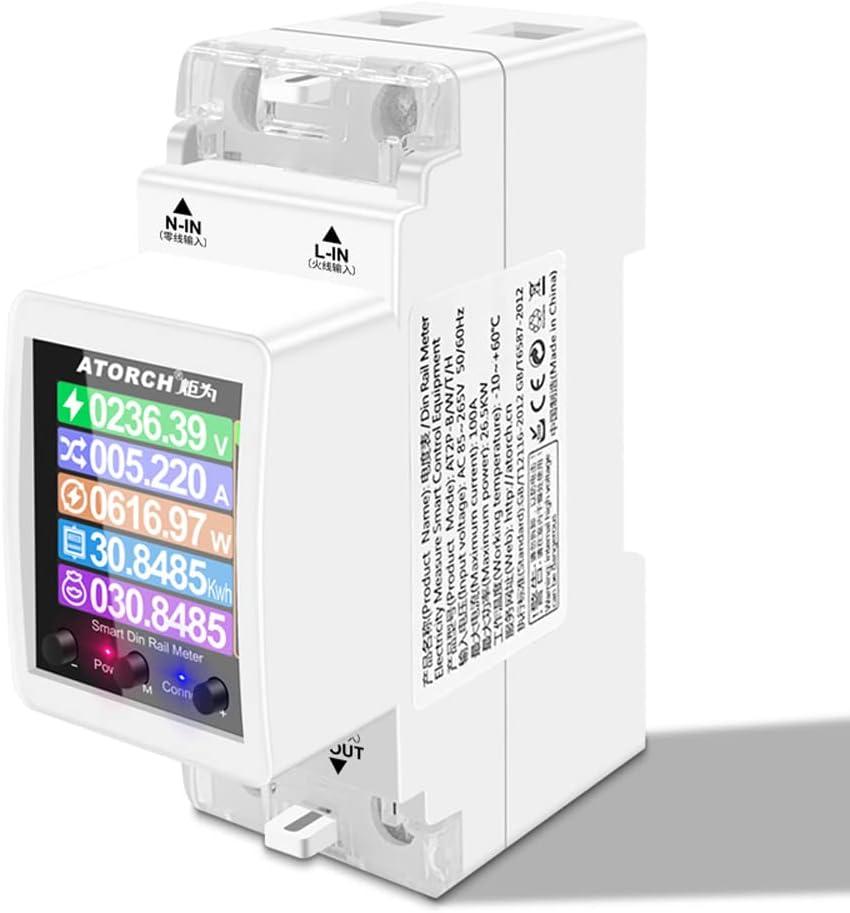 Intelligent Single-phase Wifi Electricity Meter Digital Display 3 Electric Tariff Modes 35mm Guide Rail Installation Smartphone APP Remotely Control with Timing Sharing Alarm WiFi Network Remote