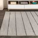JONATHAN Y Williamsburg Minimalist Stripe Cream/Gray Indoor Area Rug, 5x8, Contemporary, Modern, Easy-Cleaning for Living Room, Bedroom, Kitchen, Pet Friendly, Non-Shedding (MOH201A-5)