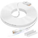 Folishine Cat 6 Ethernet Cable High Speed with Network Patch Cords, LAN Cable Clips&Rj45 Connector for Router Modem Faster Than Cat 5e/Cat 5-White (75FT)