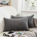 MERNETTE Pack of 2, Thick Chenille Decorative Square Throw Pillow Cover Cushion Covers Pillowcase, Home Decor Decorations for Sofa Couch Bed Chair 12x20 Inch/30x50 cm (Dark Grey)