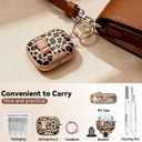 For AirPods Pro 3 Case 2025, with Safty Lock & Phone Stand for Floral AirPods Pro 3 Generation Case Cover for Women Girly, iPod Pro 3 Case with Keychain & Cleaner Kit - Leopard Print