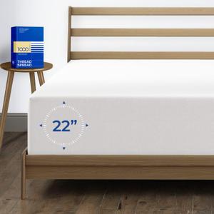 Thread Spread Luxury Egyptian Cotton King Fitted Sheet - 1000-Thread-Count 22" Deep Pocket King Size Fitted Sheet, Soft, Smooth, Cooling, Sateen Weave, Extra Long Staple - White (King - 22", Bright White)
