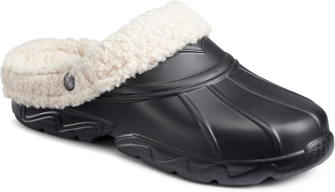 BASS OUTDOOR Men's Field Slide Sherpa Lined Slipper (8, Black)