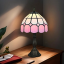 8" Tiffany Style Table Lamp, Vintage Handmade Stained Glass Shade Lighting, Bedroom Bedside Light, Study Desk Lamp, Office Accent Lamp