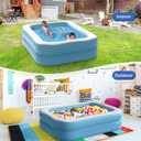 Sumbee Inflatable Swimming Kiddie Pool for Adults Kids Ages 4-8-12, Size 79" x 59" x 20" Rectangle Blow Up Family Pool for Children Backyard Outdoor Garden Summer Water Party Full-Sized Light Blue