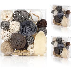 2 Boxes of White Potpourri Bowl Filler Decorative Scented Decorative Balls for Centerpiece Bowls Mixed Dried Flower Vase Filler for Home Decoration (Grey)