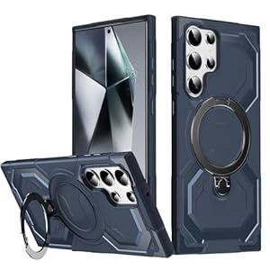 JNRXYJX Phone Case for Galaxy S22 Ultra Case, for Samsung S22Ultra SM-S908U, [Compatible with Magsafe] Magnetic Ring Holder Kickstand Protective Phone Cover for Samsung Galaxy S22 Ultra Blue