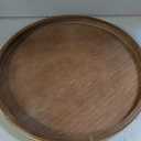 Hanobe Large Round Decorative Tray: Farmhouse Neutral Coffee Table Decor Wood Beaded Trays Vintage Ottoman for Home Counter Living Room