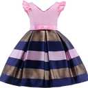NSSMWTTC 2-10T Girls Striped Dresses Toddler Christmas Wedding Party Dress (Pink)