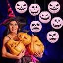 Riakrum 20 Pcs 8 Inch Pink Halloween Paper Lanterns Bulk Pink Jack-o'-Lantern Hanging Lanterns Halloween Pumpkin Decoration for Holiday Spooky Party Indoor Outdoor Decor