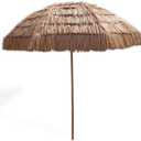 Impact Canopy 8' Hawaiian Tiki Umbrella, Pool Patio Beach Umbrella, Thatched Tiki