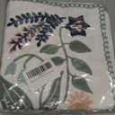 Embroidered Floral Navy Blue Throw Pillow Covers Decorative Green Leaves Tufted Patterned Cotton Cushion Cases Farmhouse for Couch Bed Living Room Decor 18"x 18"