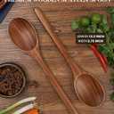 2PCS Wooden Spoons for Cooking, Natural Acacia Wood Cooking Spoons, Large Serving Spoons for Nonstick Cookware, Heat Resistant Durable Wooden Kitchen Utensils for Mixing Salad, Serving and Stirring