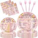 50th Birthday Party Decorations - 96 Pcs Pink Rose Gold Happy 50 Years Old 1976 Paper Party Plates and Napkins Tableware Set Disposable Vintage Cheers Supplies Decor for Women Serves 24 Guests