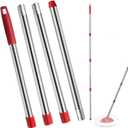 Spin Mop Replacement Handle, 4-Section 30-to-58 inch Mop Replacement Stick Compatible with Ocedar Mop Handle for Easy Wring Mop Refills, Germany Screw Joint(Mop Head&Base not Included) (Red)